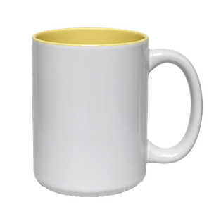 Pocillo Op, Ceramica, Blanco con Fondo Amarillo   16 Oz