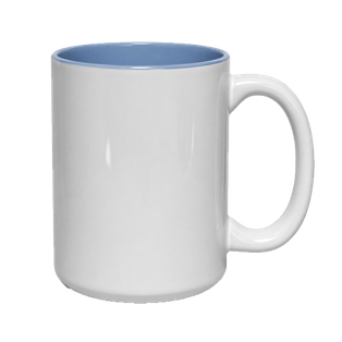 Pocillo QR, Ceramica, Blanco con fondo Celeste   16 Oz