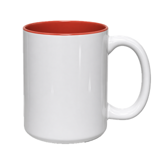 Pocillo ST, Ceramica, Blanco con fondo  Anaranjado   16 Oz