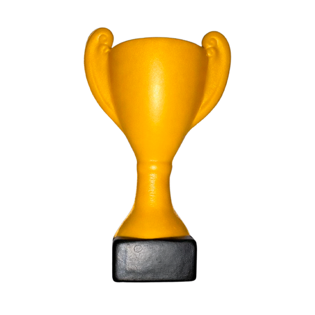 [P299225] Antiestrés, PU, Amarillo, 11*6.3*4.5cm, forma de trofeo con base negra