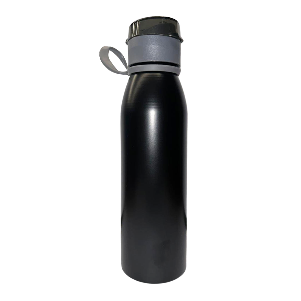 [P299239] PACHÓN, ALUMINIO, NEGRO MATE, 620 ML ml, Handy rosca gris tapa transparente