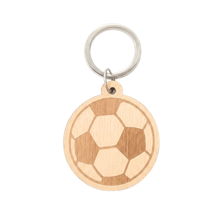 LLAVERO, MADERA, NATURAL, 5*5*0.3cm cm, redondo con diseño de pelota de futbol
