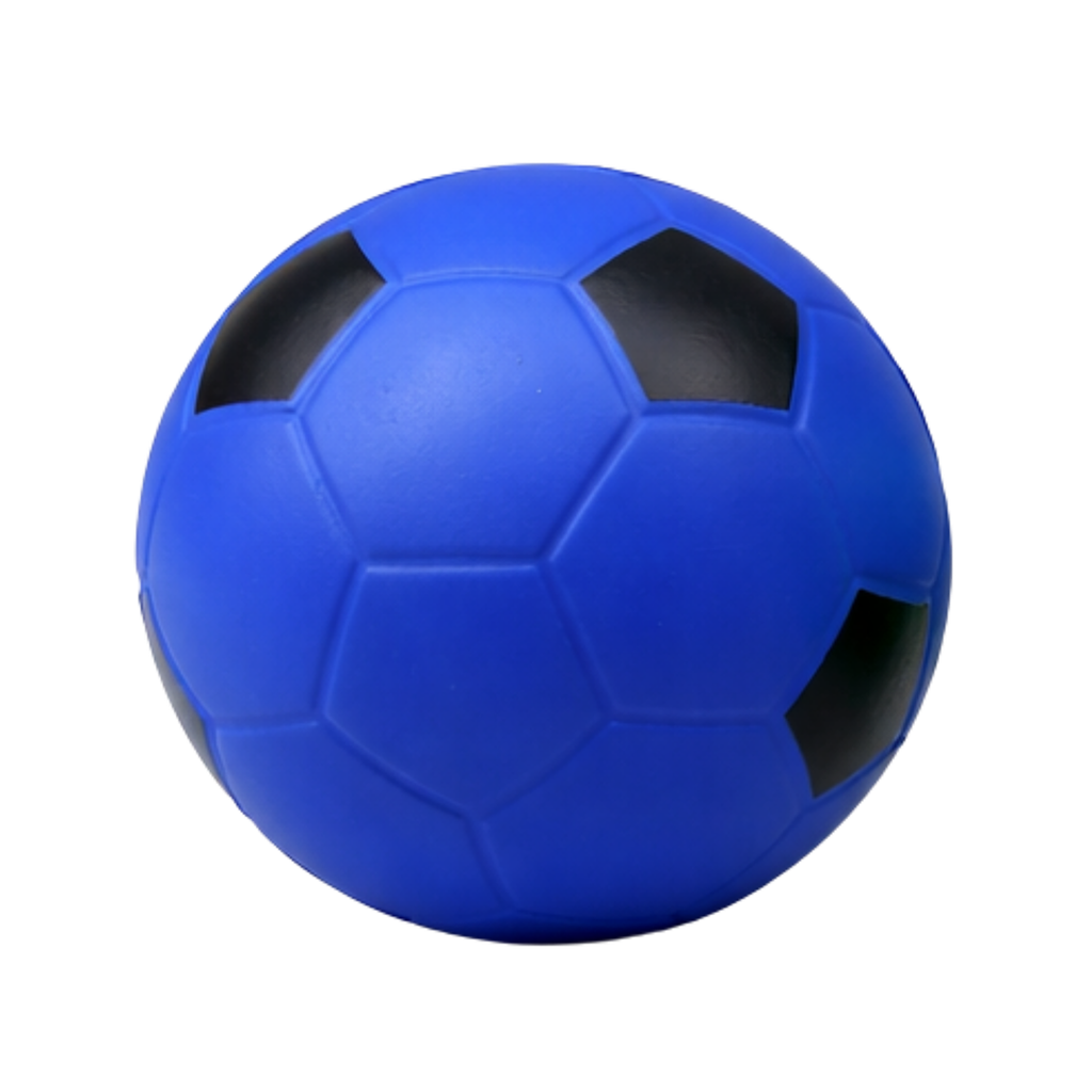 [P299252] ANTIESTRES, POLIURETANO, AZUL, 7 cm, pelota con paneles negros