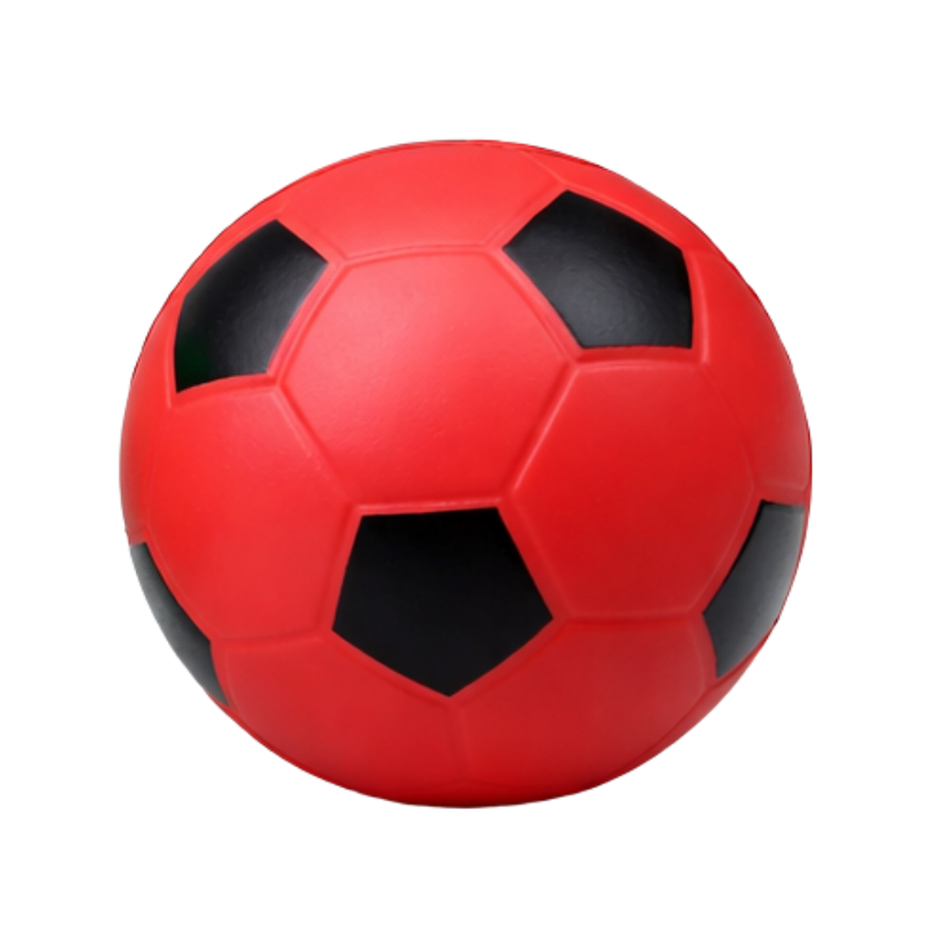 [P299253] ANTIESTRES, POLIURETANO, ROJO, 7 cm, pelota con paneles negros