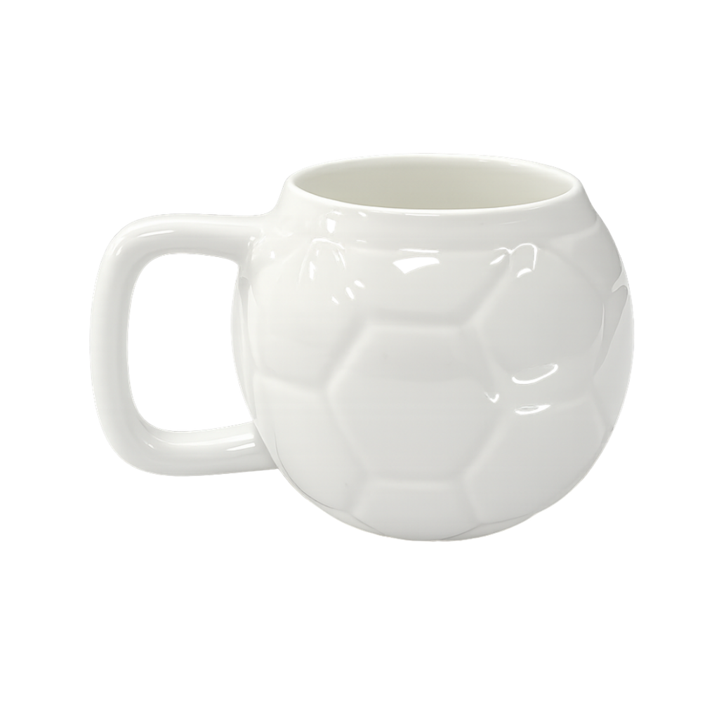[H590072] TAZA, CERÁMICA, Blanca, 10 OZ, diseño de pelota de fut