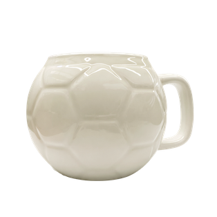 TAZA, CERÁMICA, Blanca, 10 OZ, diseño de pelota de fut