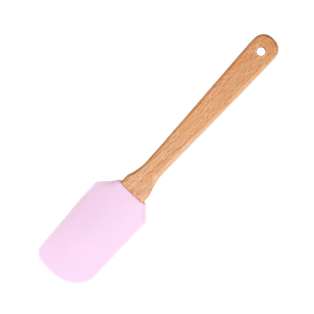 Paleta silicón Rosado 25*5.5 cm  mango de Madera