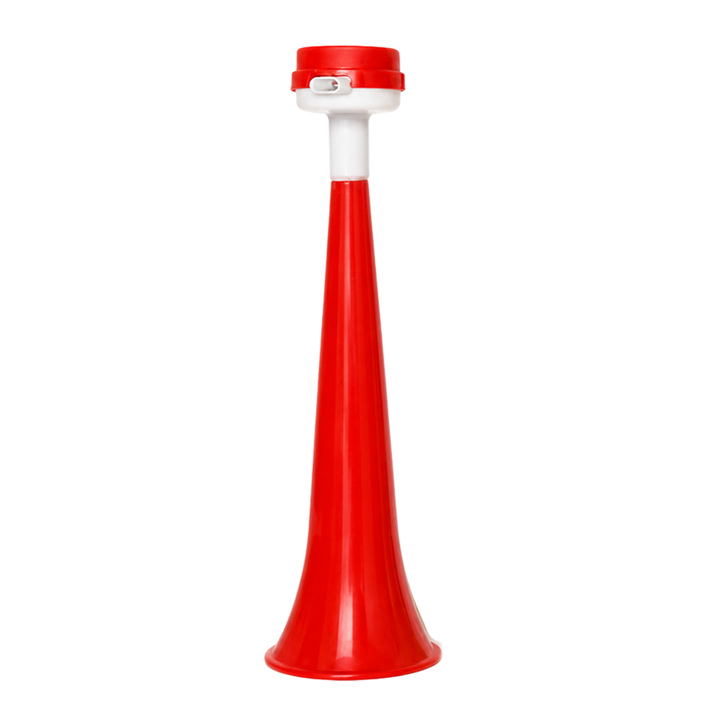 [F490247] Vuvuzela plástica rojo 27*8cm con boquilla lateral