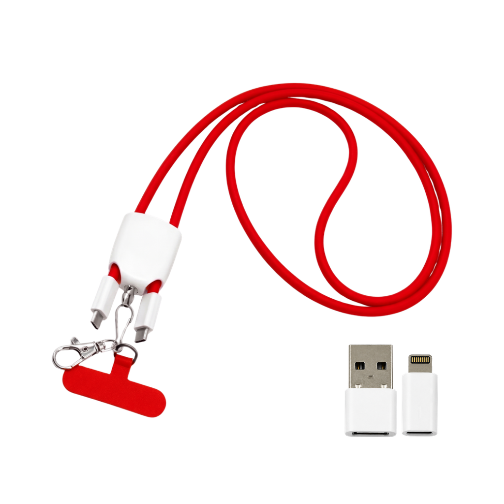 [TG104189] CABLE, POLIESTER, ROJO, 125 cm, tipo C para carga 60W con gancho para celular