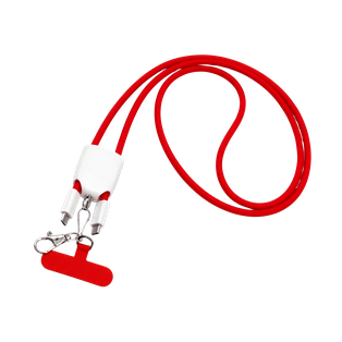 CABLE, POLIESTER, ROJO, 125 cm, tipo C para carga 60W con gancho para celular
