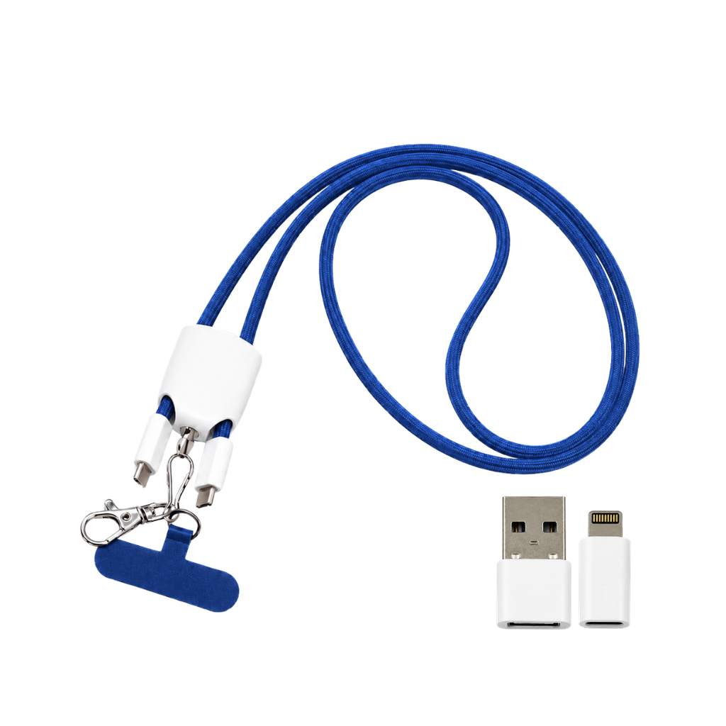 [TG104190] CABLE, POLIESTER, AZUL, 125 cm, tipo C para carga 60W con gancho para celular