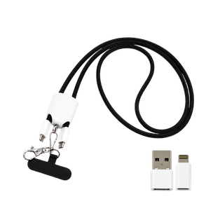 CABLE, POLIESTER, NEGRO, 125 cm, tipo C para carga 60W con gancho para celular