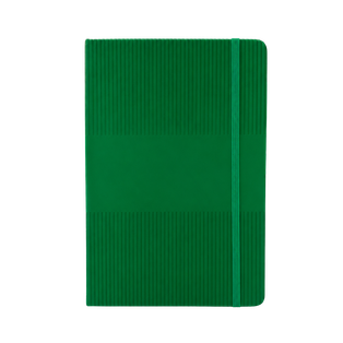 LIBRETA, PAPEL, VERDE, 14,8 x 21 cm, Ribbed 80 páginas de líneas, 70 gramos 80 con pasta PU, listón y banda elástica