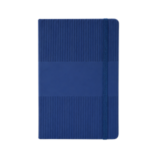 LIBRETA, PAPEL, AZUL, 14,8 x 21 cm, Ribbed 80 páginas de líneas, 70 gramos 80 con pasta PU, listón y banda elástica