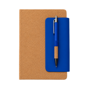 LIBRETA, PAPEL, AZUL, 14,8 x 21 cm, Magnus 80 páginas de líneas, 70 gramos 80 con pasta corcho con cierre magnético, lapicero y listón