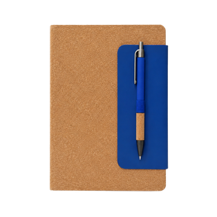 LIBRETA, PAPEL, AZUL, 14,8 x 21 cm, Magnus 80 páginas de líneas, 70 gramos 80 con pasta corcho con cierre magnético, lapicero y listón