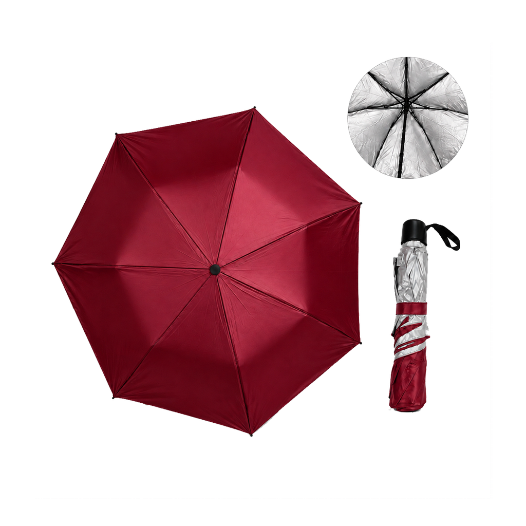[P271133] SOMBRILLA, POLIESTER, ROJO, 55 cm, secretarial silver back  7 varillas de acero