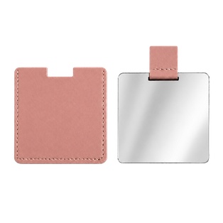 ESPEJO DE BOLSILLO, PLÁSTICO, ROSADO, 6.5*6.8 cm, CUADRADO CON BASE PROTECTORA