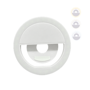 ARO DE LUZ LED, PLÁSTICO, BLANCO, 8.5*8.5*3 cm, TIPO GANCHO PARA SELFIE