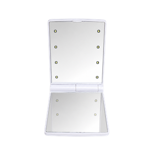 ESPEJO, PLÁSTICO, BLANCOPl, 8.5*8.5*3 cm, RECTANGULAR DOBLE PARA BOLSILLO