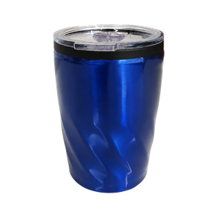 VASO, ACERO INOXIDABLE, AZUL REFLEX, 350 ml, Twister doble pared interior plástico