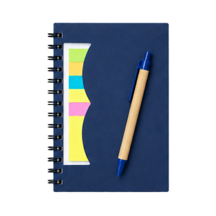 LIBRETA, PAPEL, AZUL OSCURO, Post de espiral con notas adhesivas de colores
