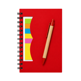 LIBRETA, PAPEL, ROJO, Post de espiral con notas adhesivas de colores