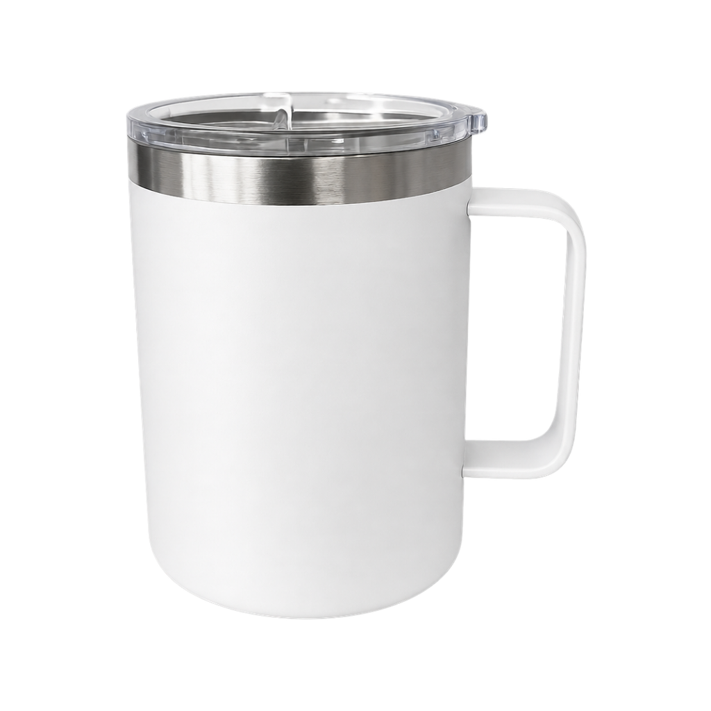 [P299368] TAZA, ACERO INOXIDABLE, BLANCO, 350 ml, Thermal doble pared 8.8*10.8cm con tapa hermética