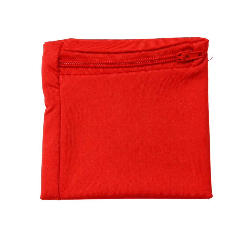 [TX117334] MUÑEQUERA, MICROFIBRA, ROJO, 10*9 cm, CON BOLSILLO DE CIERRE DE CREMALLERA