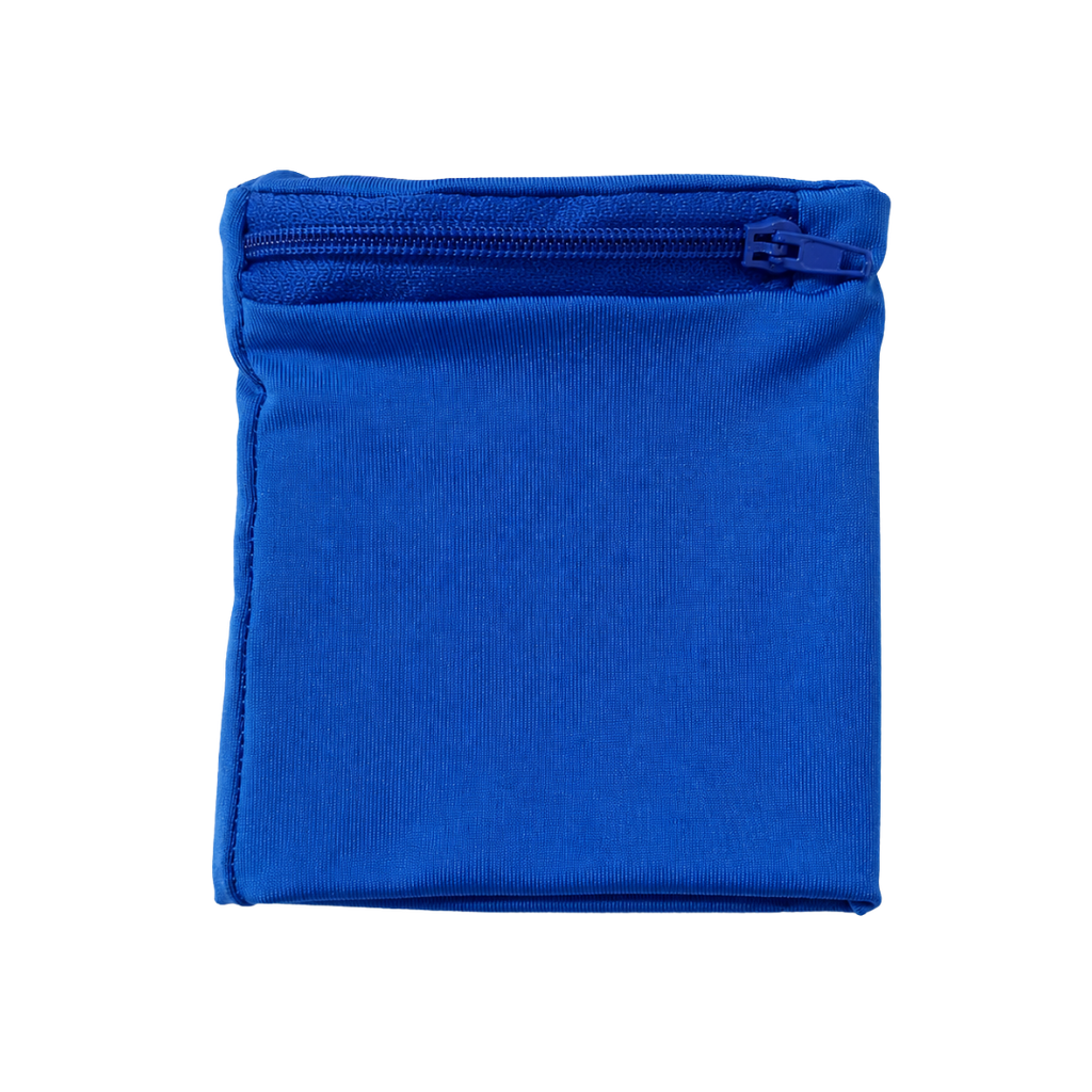 [TX117335] MUÑEQUERA, MICROFIBRA, AZUL, 10 x 9 cm, CON BOLSILLO DE CIERRE DE CREMALLERA