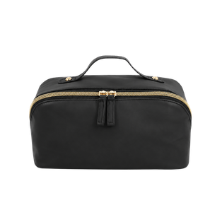 NECESER, PU, NEGRO, 22 x 12 x 12 cm, CON DOBLE COMPARTIMIENTO Y BOLSILLO ADICIONAL