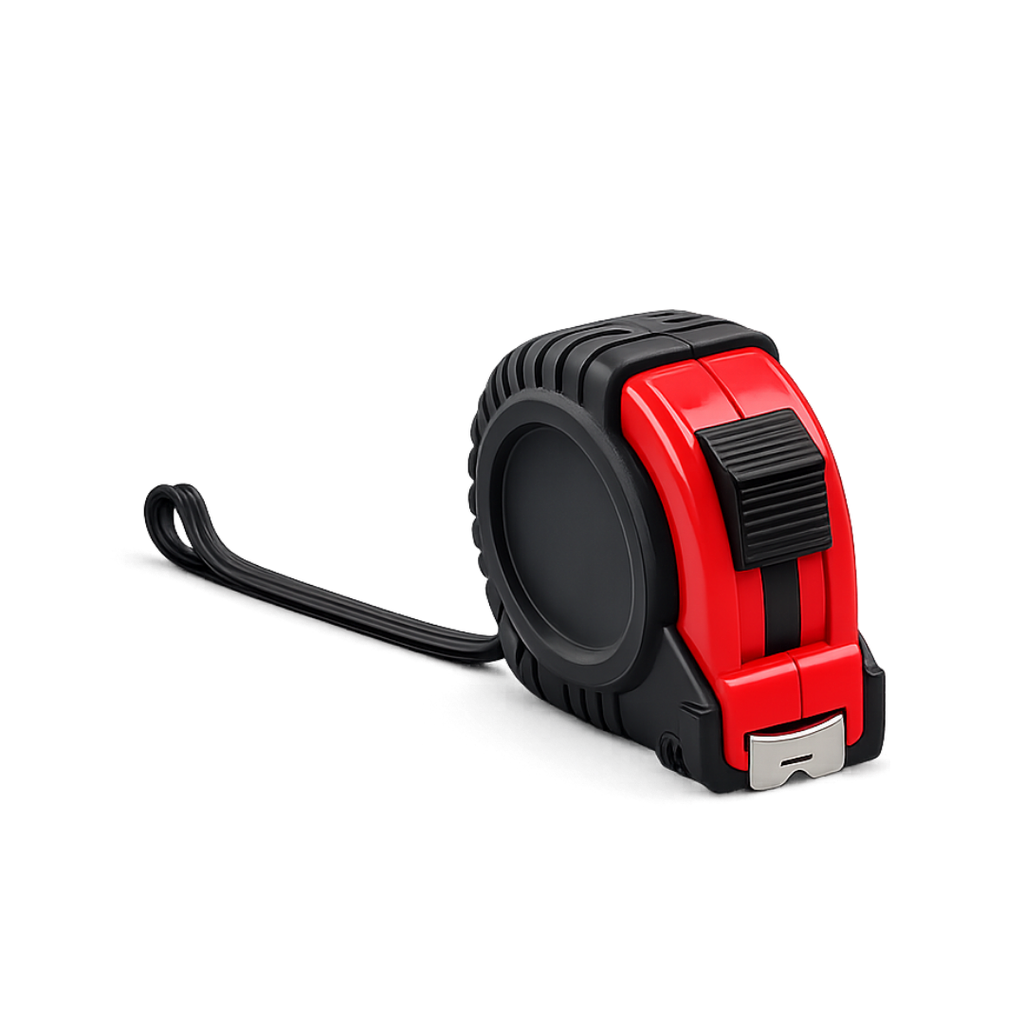 [P299391] CINTA METRICA, ABS / METAL, ROJO CON NEGRO, 7 x 7 x 3.5 cm, DE 5 METROS CON CUCHILLA METÁLICA Y MECANISMO DE BLOQUEO