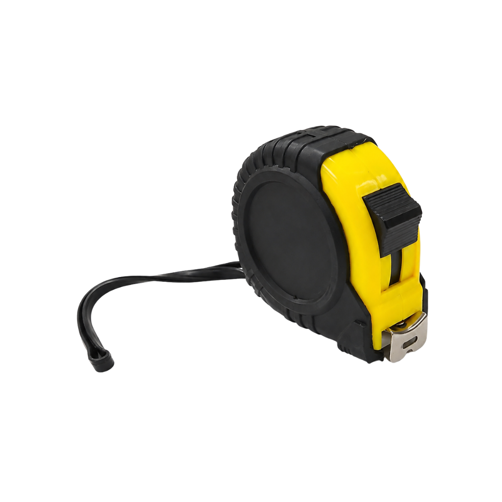 [P299392] CINTA METRICA, ABS / METAL, AMARILLO CON NEGRO, 7 x 7 x 3.5 cm, DE 5 METROS CON CUCHILLA METÁLICA Y MECANISMO DE BLOQUEO