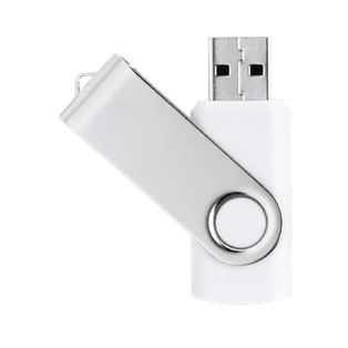 MEMORIA USB 32GB, ABS / METAL, BLANCO, 2 x 5.8 x 1 cm, CON MECANISMO GIRATORIO Y CLIP DE METAL