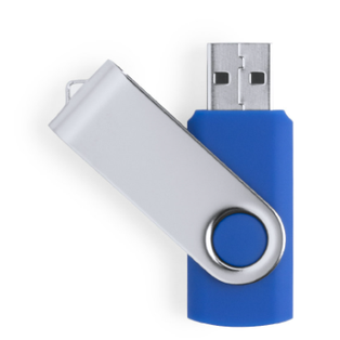 MEMORIA USB 32GB, ABS / METAL, AZUL, 2 x 5.8 x 1 cm, CON MECANISMO GIRATORIO Y CLIP DE METAL