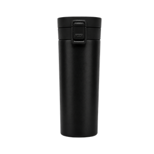 VASO, ACERO INOXIDABLE, NEGRO, 480 ml, Mumbai 6.8*19.5 cm térmico doble pared con tapa automática y base antideslizante