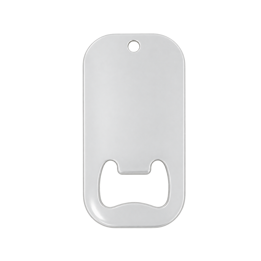 [P299406] DESTAPADOR, ACERO INOXIDABLE, BLANCO, 3.8*7 cm, rectangular con orillas redondeadas para llavero, para sublimar