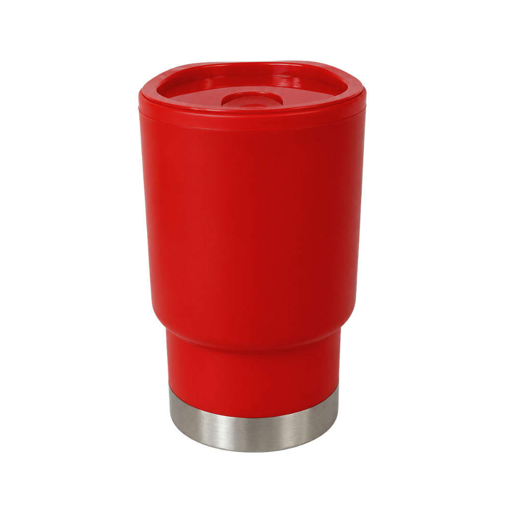 [P299430] VASO, PLÁSTICO, ROJO, 380 ml, Basic 6.5*8*13cm  base de acero