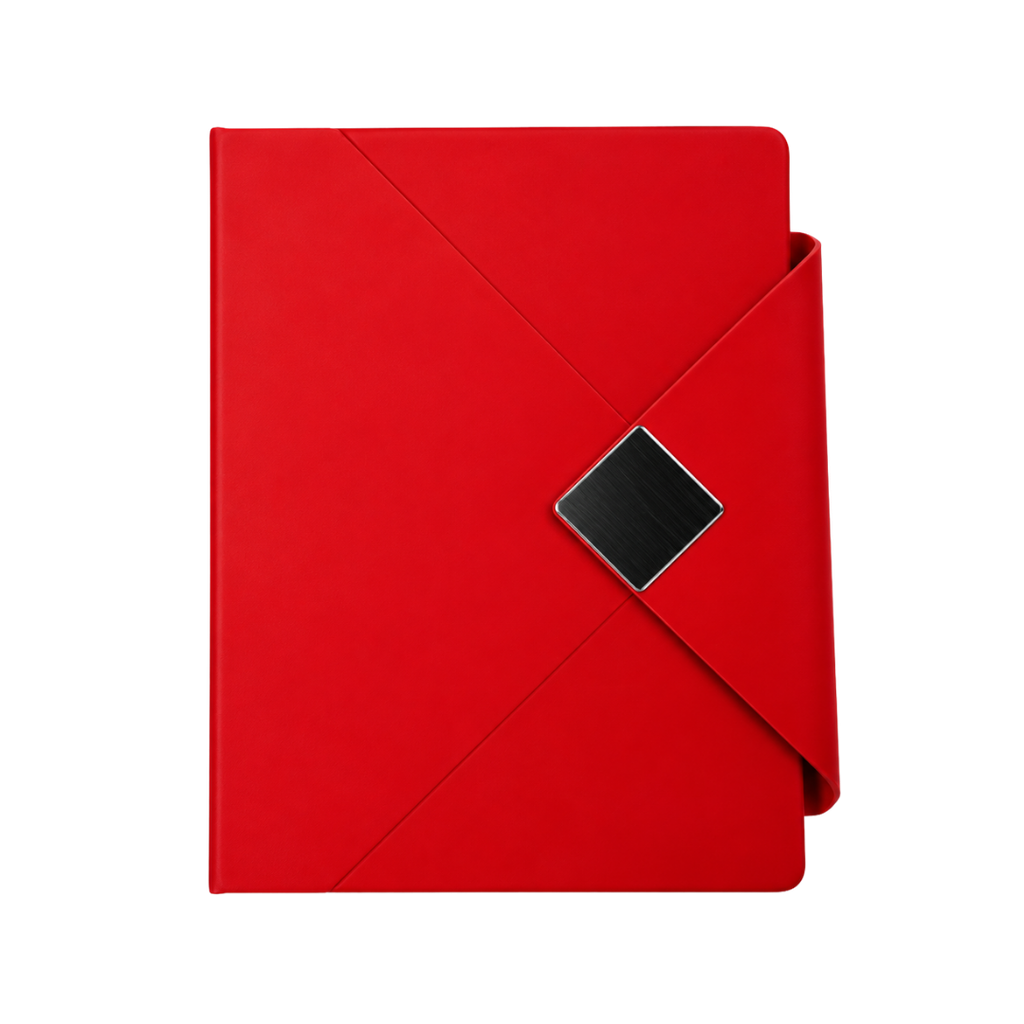 [P299448] LIBRETA, PU, ROJO, 14,8 x 21 cm, Dosier 80 hojas de 70 g. a líneas