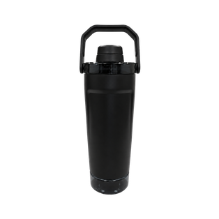 SHAKER, ACERO INOXIDABLE, NEGRO, 600 ml, doble pared 26.3*7.4*6.4cm con compartimiento inferior para proteina, leche en polvo u otros y tapón tipo rosca