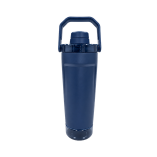 SHAKER, ACERO INOXIDABLE, AZUL OSCURO, 600 ml, doble pared 26.3*7.4*6.4cm con compartimiento inferior para proteina, leche en polvo u otros y tapón tipo rosca