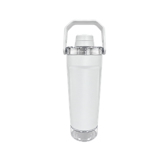 SHAKER, ACERO INOXIDABLE, BLANCO, 600 ml, doble pared 26.3*7.4*6.4cm con compartimiento inferior para proteina, leche en polvo u otros y tapón tipo rosca