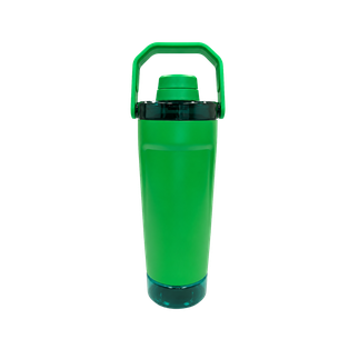 SHAKER, ACERO INOXIDABLE, VERDE, 600 ml, doble pared 26.3*7.4*6.4cm con compartimiento inferior para proteina, leche en polvo u otros y tapón tipo rosca