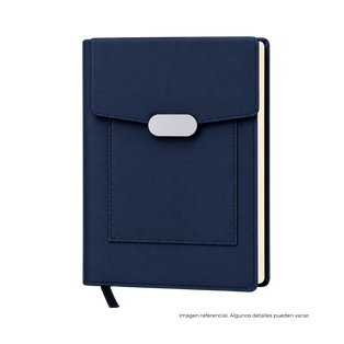 LIBRETA, PU, AZUL OSCURO, 14,8 x 21 cm, Holder con cierre magnético