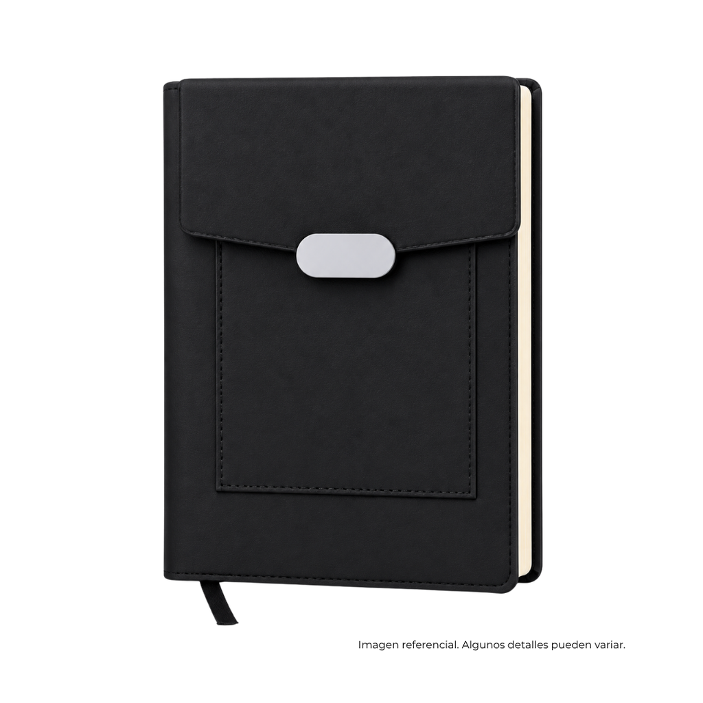 [P299482] LIBRETA, PU, NEGRO, 14,8 x 21 cm, Holder con cierre magnético