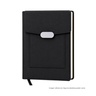 LIBRETA, PU, NEGRO, 14,8 x 21 cm, Holder con cierre magnético