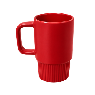 TAZA, CERÁMICA, ROJO, 16 oz, para carro  , sin tapa, sin recubrimiento, acabado mate.