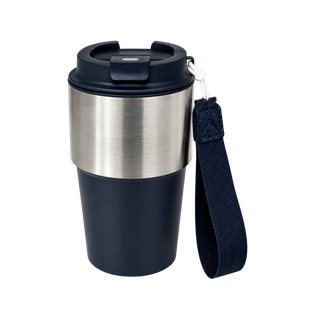 VASO, ACERO INOXIDABLE, AZUL OSCURO, 400 ml, Kofi doble pared con tapa de conveniencia