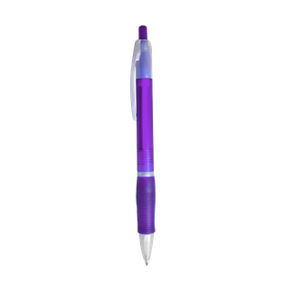 lapiceros, plástico, morado, 14.5 centimetros, translúcido con goma antideslizante