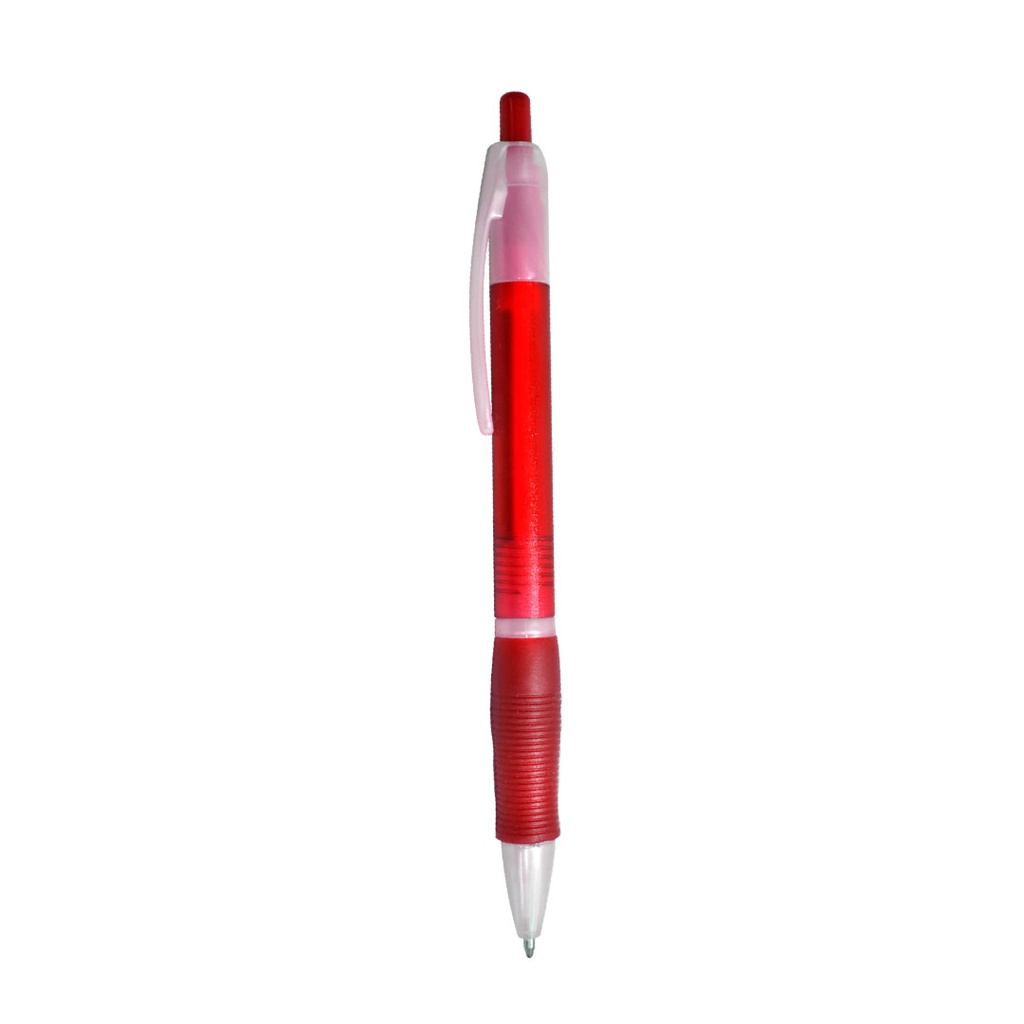 [P280417] lapiceros, plástico, rojo, 14.5 centimetros, translúcido con goma antideslizante